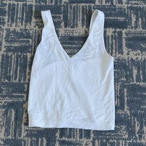 Cream Sleeveless Fitted Crop Tank Top